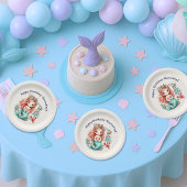 Aangepaste Kleine Meisjes Zeemeermin Verjaardagsfe Papieren Bordje