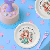 Aangepaste Kleine Meisjes Zeemeermin Verjaardagsfe Papieren Bordje