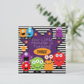 Aangepaste kleine monster-verjaardag uitnodigingen (Staand voorkant)