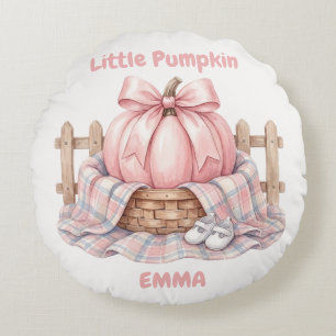 Aangepaste Kleine Pompoen Pinkoween Baby Waterverf Rond Kussen