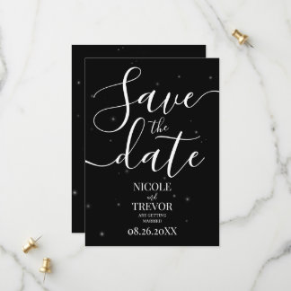 Aangepaste Kleine Sterren Minimalistische Zwarte H Save The Date