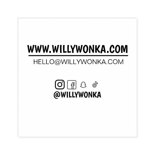 Aangepaste kleine visitekaartje stempel met social (Afrduk)