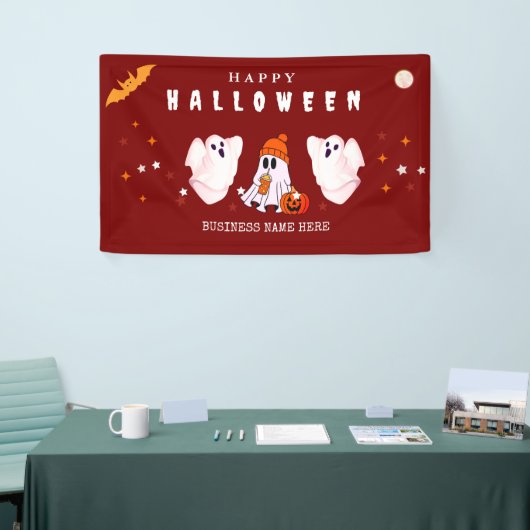 Aangepaste kleine zakelijke logo Halloween-feest Spandoek (Beurs)