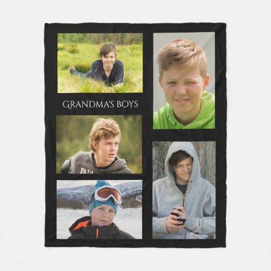 Aangepaste kleinkinderen foto's grootmoeder oma fleece deken (Voorkant)