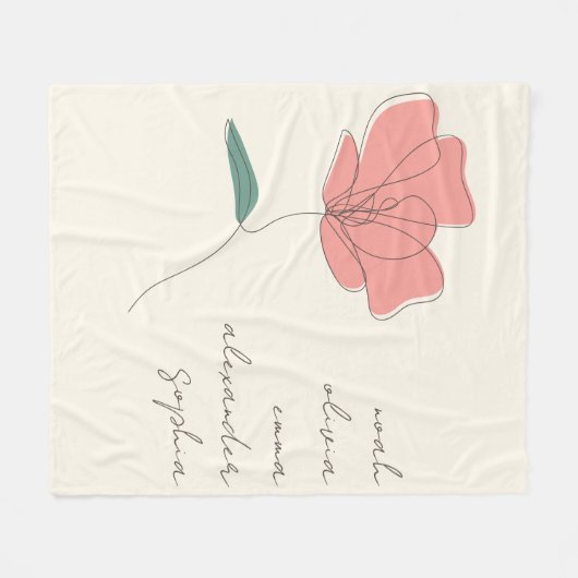 Aangepaste kleinkinderen Namen Minimal Floral Scri Fleece Deken (Voorkant (Horizontaal))