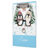 Aangepaste klembord met schattige Kerstpinguïns (Links)
