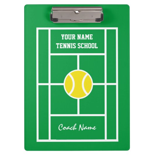 Aangepaste klembord voor tennisschool coach traine (Voorkant)