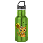 Aangepaste klep van de kutkat Kawaii Waterfles (Voorkant)