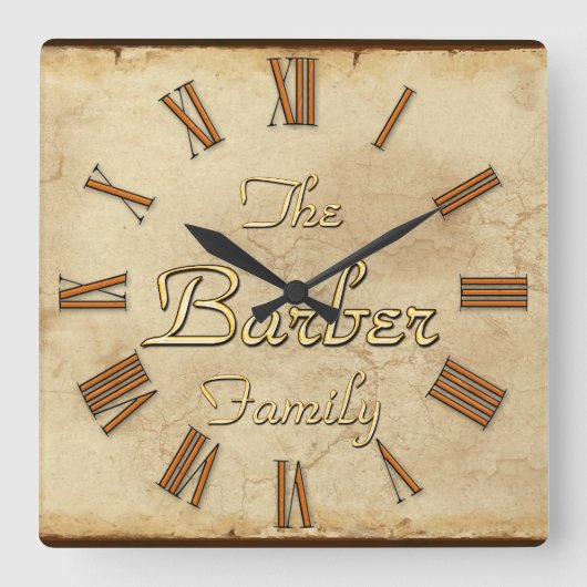 Aangepaste klep voor BARBER Family Clan Reunion Vierkante Klok (Voorkant)