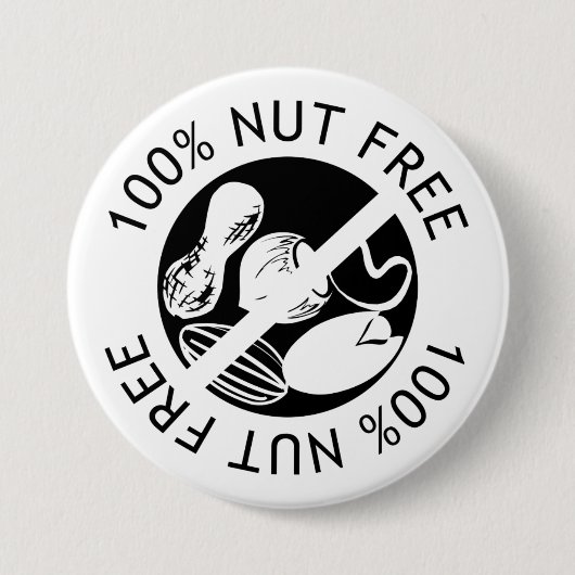 Aangepaste kleur 100% Nut Free Nut Allergy Alert Ronde Button 7,6 Cm (Voorkant)