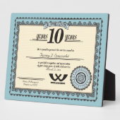 Aangepaste kleur 10-jarige uitreiking van arbeidsb fotoplaat (Zijkant)