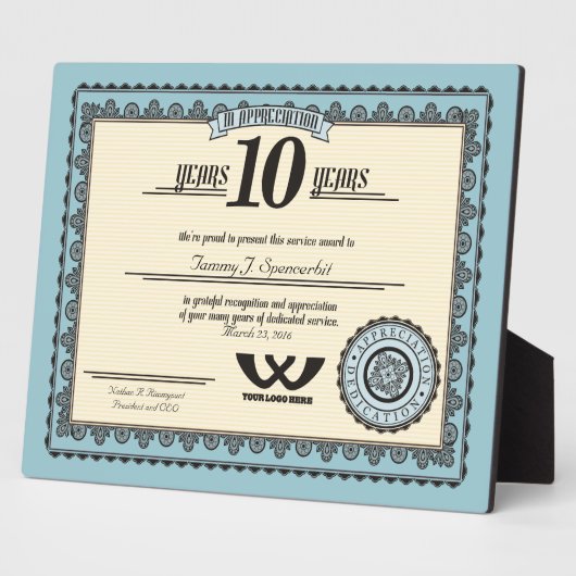 Aangepaste kleur 10-jarige uitreiking van arbeidsb fotoplaat (Zijkant)