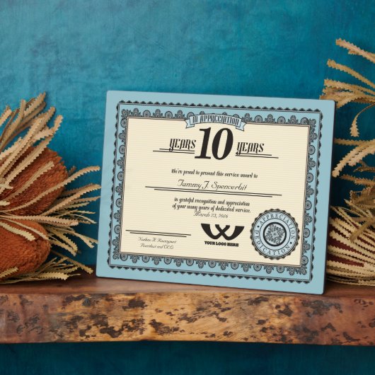 Aangepaste kleur 10-jarige uitreiking van arbeidsb fotoplaat (Zijkant)