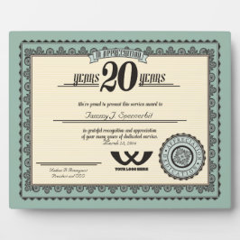 Aangepaste kleur 20-jarige uitreiking van arbeidsb fotoplaat