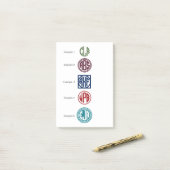 Aangepaste kleur 3 Initiaal Cirkelmonogram Post-it® Notes (Op bureau)