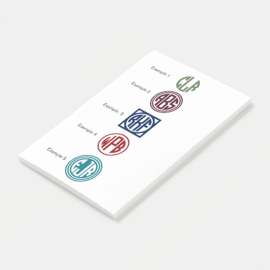Aangepaste kleur 3 Initiaal Cirkelmonogram Post-it® Notes (Schuin)