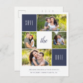 Aangepaste Kleur 4 Foto Opslaan van de datum Brief Aankondigingskaart (Voorkant / Achterkant)