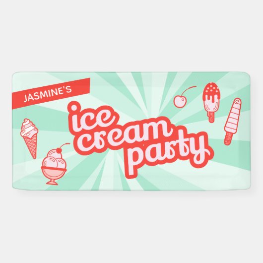 Aangepaste kleur Aangepaste Ice Cream Party achter Spandoek (Horizontaal)