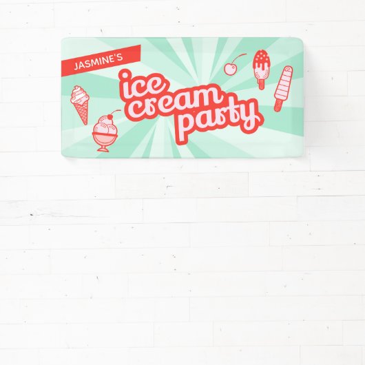 Aangepaste kleur Aangepaste Ice Cream Party achter Spandoek (Insitu)