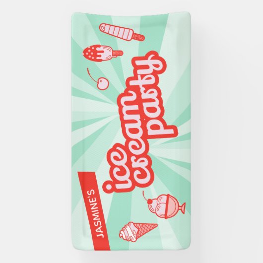 Aangepaste kleur Aangepaste Ice Cream Party achter Spandoek (Verticaal)
