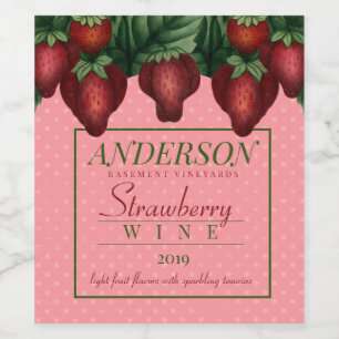 Aangepaste kleur aardbeien aardbeien zelfgemaakte  wijn etiket