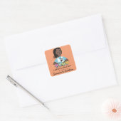 Aangepaste kleur Afro-Amerikaanse bakkerij cupcake Vierkante Sticker (Envelop)
