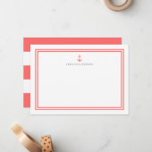 Aangepaste kleur anker en witte strepen gepersonal notitiekaartje (Voorkant / Achterkant in situ)