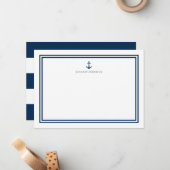 Aangepaste kleur anker en witte strepen gepersonal notitiekaartje (Voorkant / Achterkant in situ)