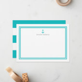 Aangepaste kleur anker en witte strepen gepersonal notitiekaartje (Voorkant / Achterkant in situ)