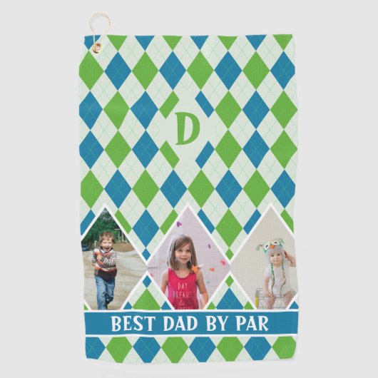 Aangepaste Kleur Argyle Monogram Foto's voor Dad G Golfhanddoek (Voorkant)