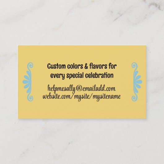 aangepaste kleur  bakkerij meisje bakken biz kaart visitekaartje (Achterkant)