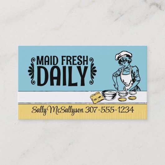 aangepaste kleur  bakkerij meisje bakken biz kaart visitekaartje (Voorkant)