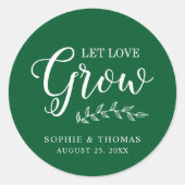 Aangepaste kleur bladeren bruiloft laat liefde gro ronde sticker (Voorkant)