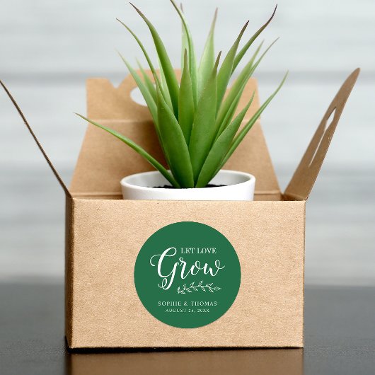 Aangepaste kleur bladeren bruiloft laat liefde gro ronde sticker