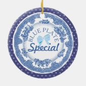 aangepaste kleur blauw bord speciale kerst ornamen keramisch ornament (Achterkant)