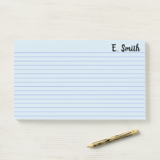 Aangepaste kleur blauwe gepersonaliseerde grote post-it® notes (Op bureau)