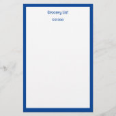 Aangepaste kleur Blauwe rand boodschappenlijstje Briefpapier (Voorkant)