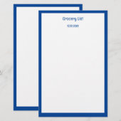 Aangepaste kleur Blauwe rand boodschappenlijstje Briefpapier (Voorkant / Achterkant)