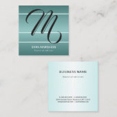 Aangepaste kleur Blauwgroen blauw metallic strepen Vierkante Visitekaartje (Voorkant / Achterkant)