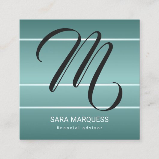 Aangepaste kleur Blauwgroen blauw metallic strepen Vierkante Visitekaartje (Voorkant)