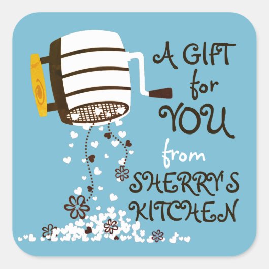 Aangepaste kleur bloem zeefmachine uit de keuken v vierkante sticker (Voorkant)