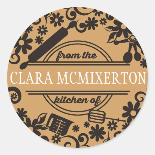 Aangepaste kleur brengt bloemen uit de keuken van ronde sticker (Voorkant)