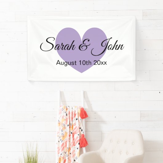 Aangepaste kleur bruiloft banner met hart (Insitu)