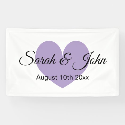 Aangepaste kleur bruiloft banner met hart (Horizontaal)