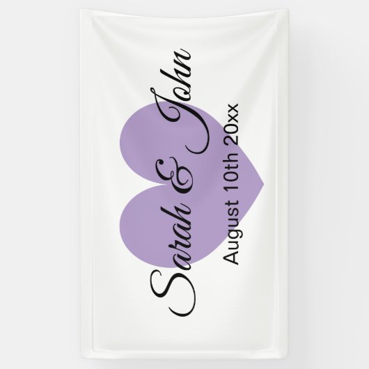 Aangepaste kleur bruiloft banner met hart (Verticaal)