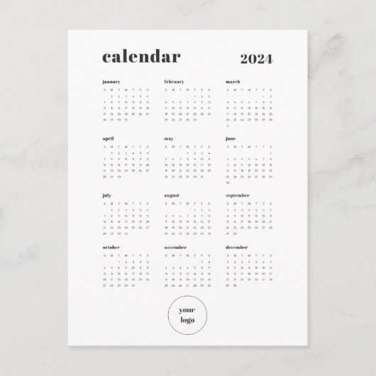 Aangepaste kleur Business QR-code Logo 2024 Kalend Briefkaart (Voorkant)