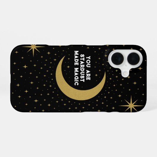 Aangepaste kleur Celestial - Moon & Stars Design iPhone 16 Hoesje (Achterkant horizontaal)