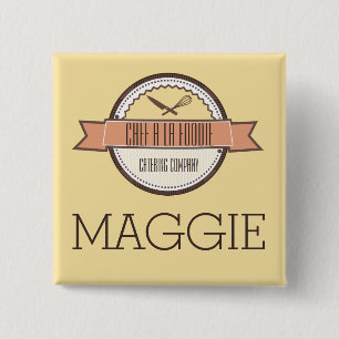 Aangepaste kleur chefs mes fluistert kooknaam badg vierkante button 5,1 cm