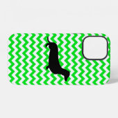 Aangepaste kleur Chevron met silhouet van Dachshun iPhone Hoesje (Achterkant horizontaal)