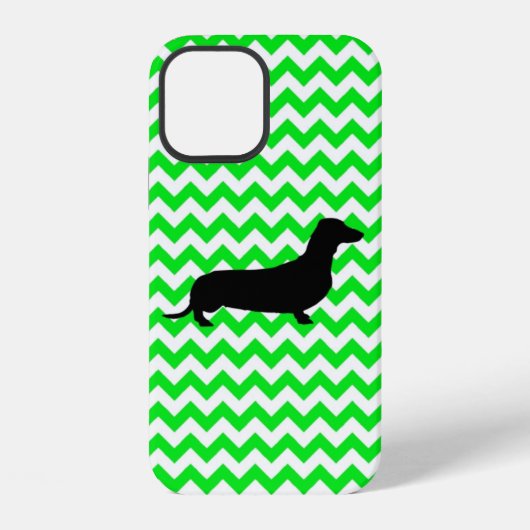Aangepaste kleur Chevron met silhouet van Dachshun iPhone Hoesje (Achterkant)